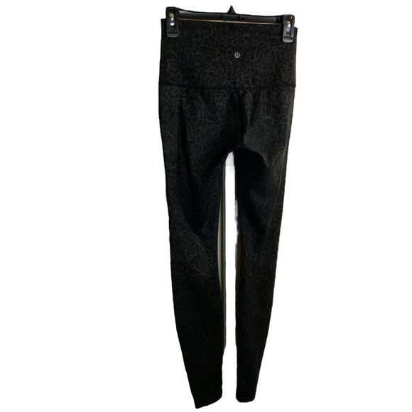 Lululemon High Waist Wunder Under Pants 30" Inseam Black Gray Floral Sz 6-flawed - Picture 5 of 8